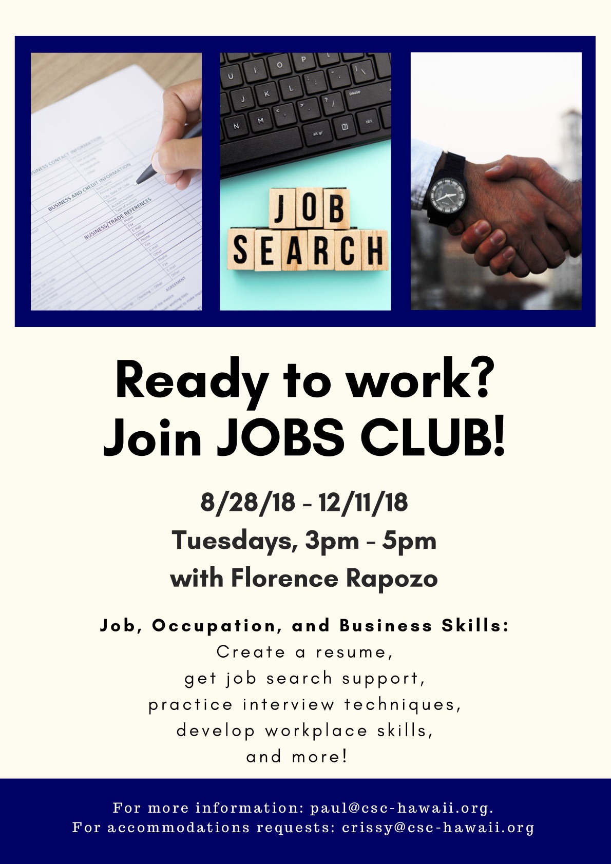 Job Club – Summer/Fall 2018