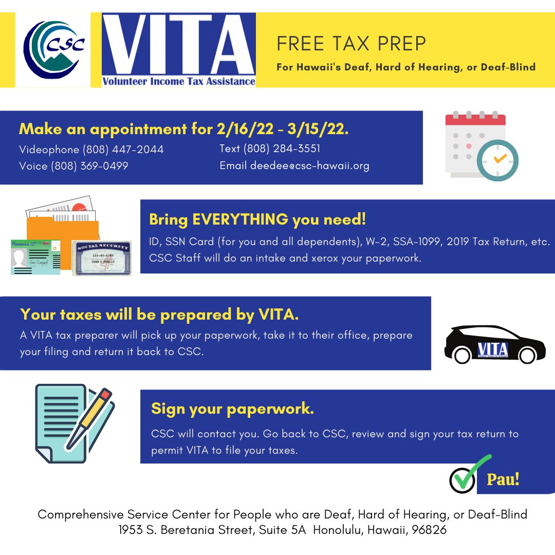 Free Tax Preparation for Hawaii’s Deaf, Hard of Hearing, or Deaf-Blind