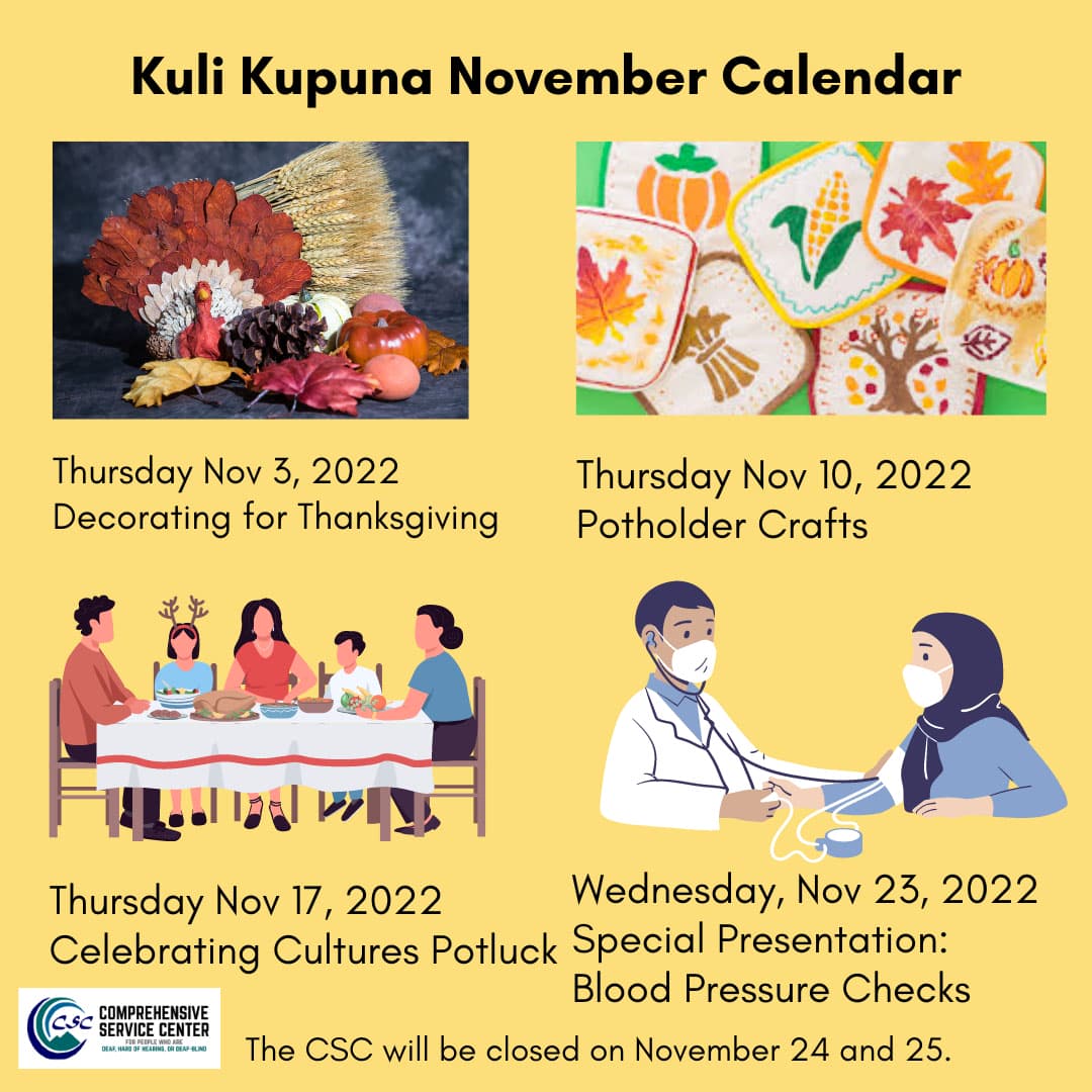 Kuli Kupuna Calendar for November 2022