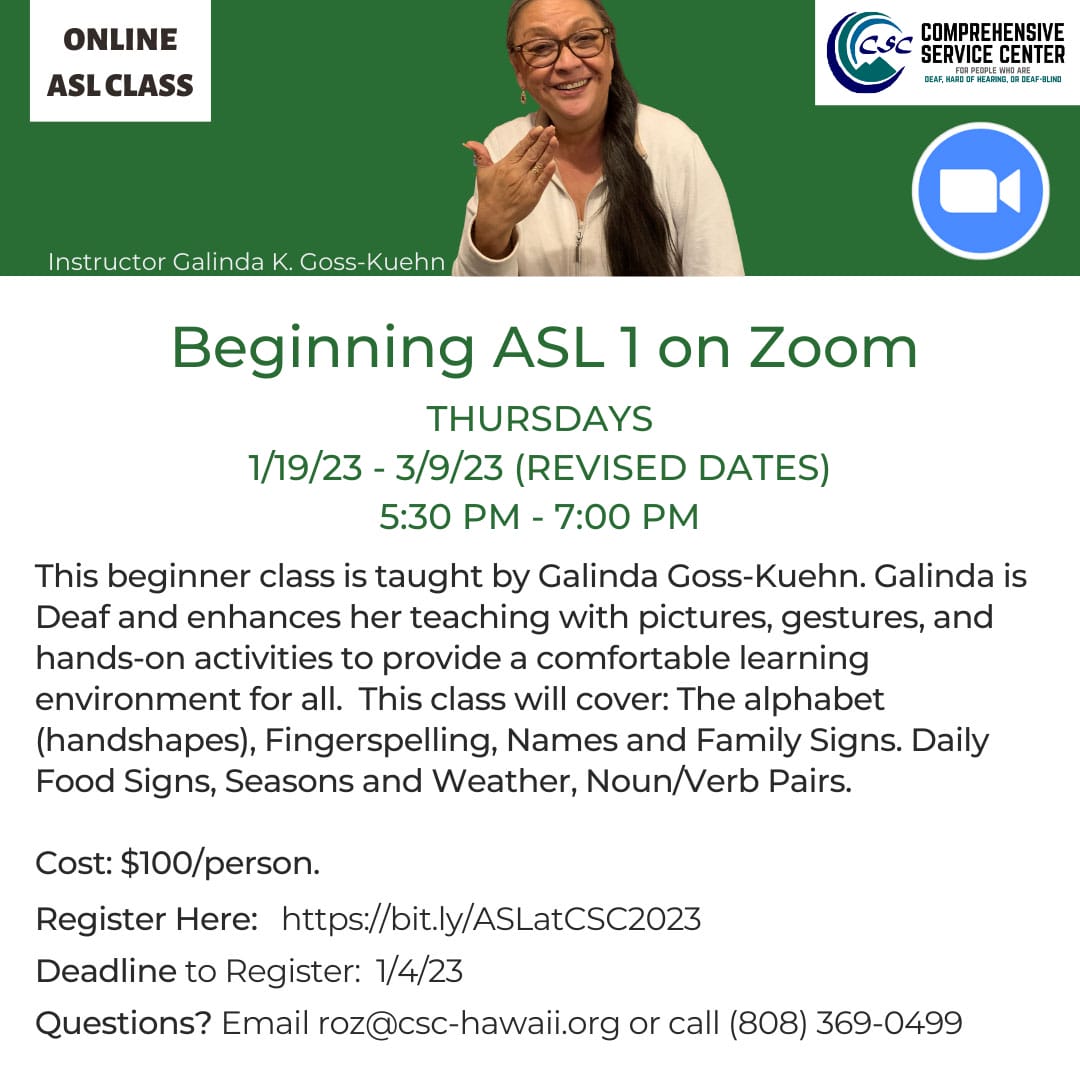 Beginning ASL 1 on Zoom