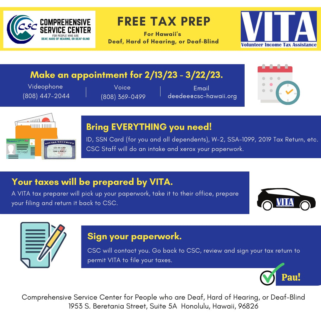 Free Tax Preparation for Hawaii’s Deaf, Hard of Hearing, or Deaf-Blind