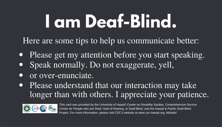 Deaf-Blind Communication Cards